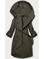 Tenký dámsky prehoz cez oblečenie v khaki farbe s kapucňou (B8118-11)