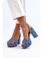 Jeansowe Sandały Na Słupku Niebieskie Acrana