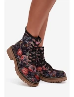 Wzorzyste Botki Damskie Ocieplane Artiker 57C1054 Czarne