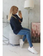 Oversize tmavo modrá tunika na zips s kapucňou Oversize tmavo modrá tunika na zips s kapucňou