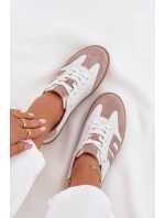 Skórzane Sneakersy Damskie Vinceza 79557 Biało-Beżowe