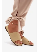 Dámské ploché pantofle s ozdobným detailem Eko semiš žluté Selavine