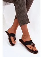 Dámské ploché žabky Černé Eko semiš Selvessa