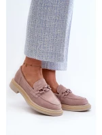 Dámske semišové mokasíny na podpätku so zdobením D&A Dirty Pink Dámske semišové mokasíny na podpätku so zdobením D&A Dirty Pink