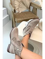 Dámske perforované členkové topánky HY61-8026 Beige - S.Barski