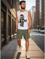 Pánske tričko bez rukávov biele FashionStreet RX5658