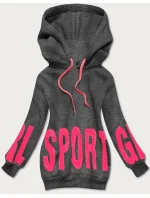 Tmavosivá dámska tepláková mikina s bokátovou potlačou (26034)