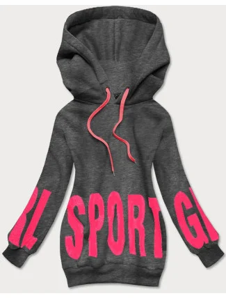 Tmavosivá dámska tepláková mikina s bokátovou potlačou (26034)