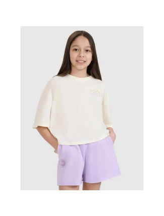 Dievčenský oversize crop top s potlačou 4F 4FJWSS25TTSHF1868-11S