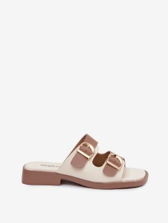 Dámské pantofle s zlatými sponami béžové Danelle