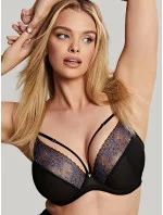 Valentina Plunge Bra 10726 Black with Blue Pattern - Panache Valentina Plunge Bra 10726 Black with Blue Pattern - Panache
