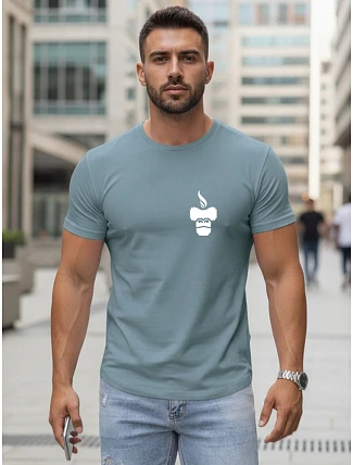 Pánske bavlnené tričko s minimalistickou petrolejovou potlačou FashionStreet NX5090R Pánske bavlnené tričko s minimalistickou petrolejovou potlačou FashionStreet NX5090R