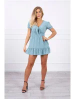 Šaty s viazaným výstrihom do V morsky modrej