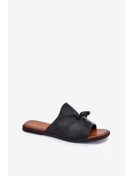 Klapki Damskie Na Płaskim Obcasie Z Ozdobnym Wiązaniem Czarne Norela