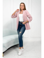 Elegantné sako s klopami sivé púdrovo ružové
