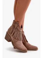 Dámske členkové kovbojské topánky na zips Eco Suede Brown S.Barski Dámske členkové kovbojské topánky na zips Eco Suede Brown S.Barski