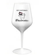 SOM MAČKONALÁ. MAČKOROŽEC - biely nerozbitný pohár na víno 470 ml