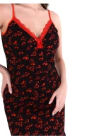 Dámska košieľka 01/127 čierna so srdiečkami - Karol Dámska košieľka 01/127 čierna so srdiečkami - Karol