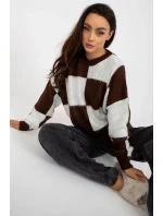 Dámsky sveter Model EM-SW-1034-01.91 White/Brown - EM Dámsky sveter Model EM-SW-1034-01.91 White/Brown - EM