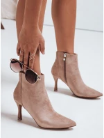 FashionStreet béžové semišové čižmy na podpätku ZY1031