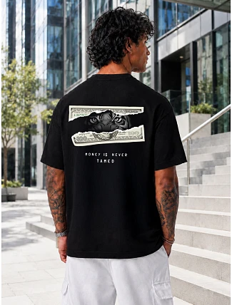 Pánske tričko oversize Money Is Never Tamed black FashionStreet NX4013R Pánske tričko oversize Money Is Never Tamed black FashionStreet NX4013R