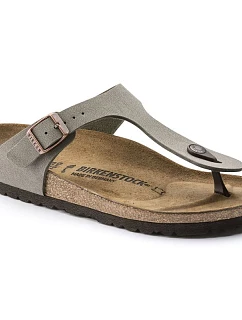Pánske sivé žabky Birkenstock Gizeh Birko-Flor Nubuck Stone regular wide (43391) dámske