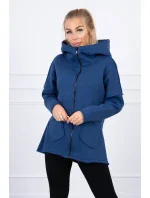 Zateplená mikina s dlhším chrbtom a vreckami z džínsoviny Zateplená mikina s dlhším chrbtom a vreckami z džínsoviny