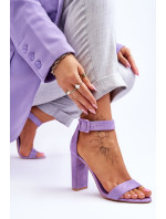 Semišové sandále na vysokom podpätku fialové Jacqueline