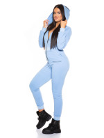 Trendy Sweat Jumpsuit with Hood