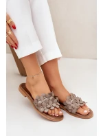 Dámske ploché papuče na podpätku 40381 Taupe - Zazoo