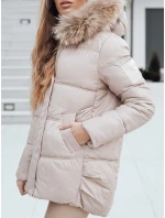 Dámska prešívaná zimná bunda s kapucňou béžová FashionStreet TY5506 Dámska prešívaná zimná bunda s kapucňou béžová FashionStreet TY5506