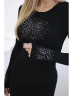 Pletené šaty s motívom mašľa čierna