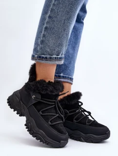 Dámské Trapper Boty S Kožešinou Černé Cresandi