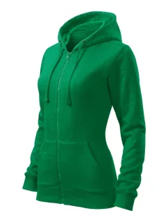 Trendy mikina na zips stredne zelená