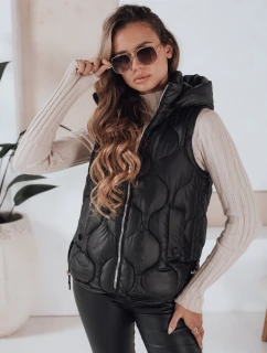 Dámska prešívaná vesta s kapucňou MISSVEST black FashionStreet TY5018