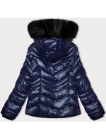 Dámska krátka prešívaná zimná bunda s kapucňou J Style plum (58M23068-4)