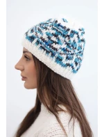 Dámska zimná vlnená čiapka s nórskym vzorom K354 white+turquoise