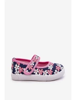 Dziecięce Baleriny W Kwiatuszki Granatowo-Różowe Noah