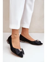Eleganckie Zamszowe Baleriny Damskie Z Kokardką Laura Messi 2893 Czarne