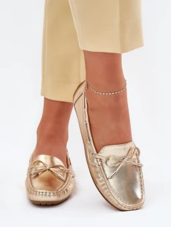 Damskie Eko Skórzane Mokasyny Złote Si Passione