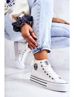 Dámske vysoké tenisky GG274013 White with Black - Big Star Dámske vysoké tenisky GG274013 White with Black - Big Star