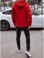 Pánska prechodná bunda s kapucňou červená FashionStreet TX4880