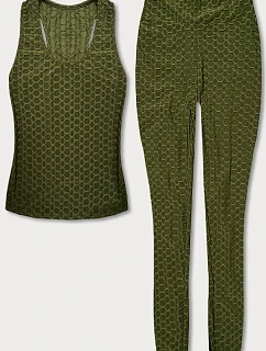 Olivový športový top a legíny (YW88037-7)