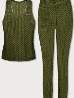 Športový komplet v olivovej farbe - top a legíny (YW88037-7)