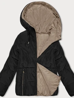 Dámska krátka obojstranná bunda S'west black and beige (B8182-1012)