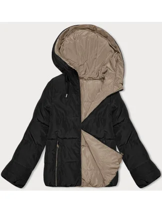 Dámska krátka obojstranná bunda S'west black and beige (B8182-1012) Dámska krátka obojstranná bunda S'west black and beige (B8182-1012)