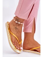 Damskie Modne Klapki Japonki Big Star LL274819 Żółte