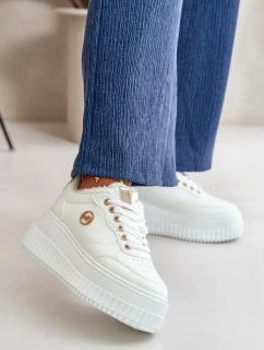 Sneakersy Buty Sportowe Damskie Ocieplane Na Masywnej Podeszwie Białe Ardiela