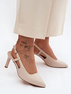 Dámske sandále na podpätku Sergio Leone SK157 Beige