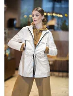 Tenká dámska bunda v perlovej farbe so stojačikom (AG5-017) Tenká dámska bunda v perlovej farbe so stojačikom (AG5-017)